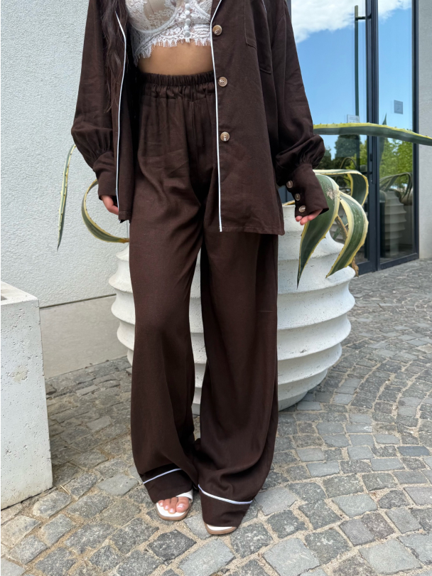 Панталон лен Belluna Dark Chocolate