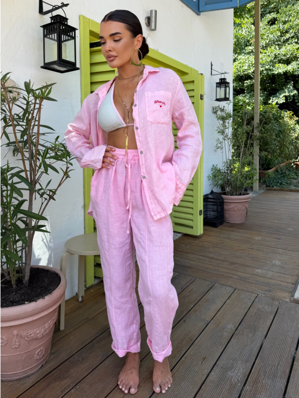 Панталон лен Hydra Baby Pink