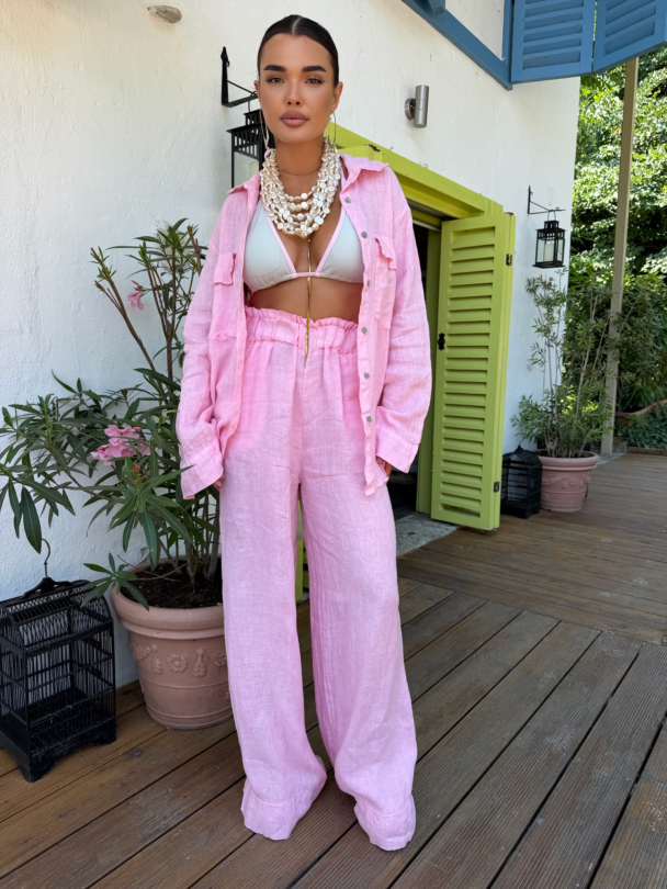 Панталон лен Paros Baby Pink