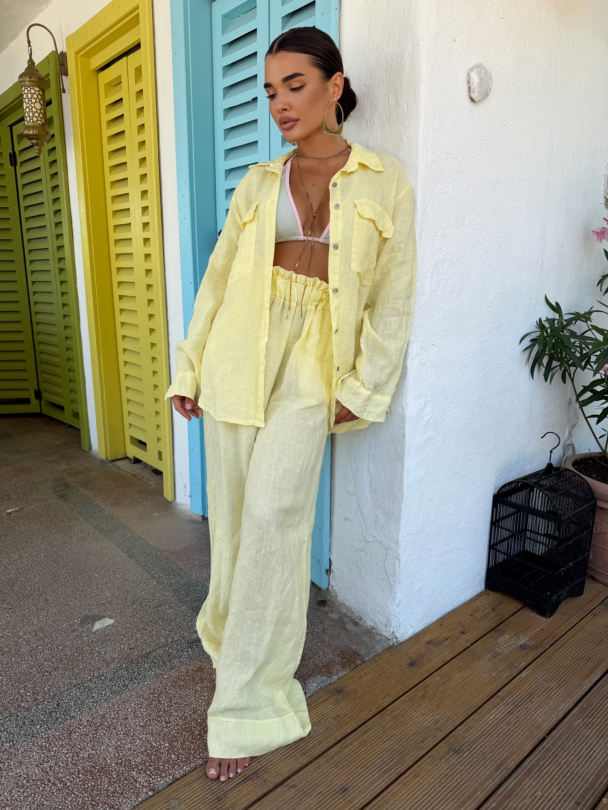 Панталон лен Paros Butter Yellow