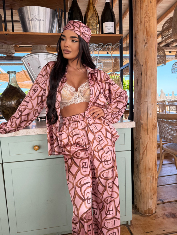 Сет риза и кърпа за глава Via Amalfi Rose Gold