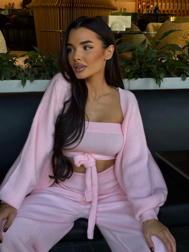 Сет топ плетиво и жилетка Lolle Baby Pink