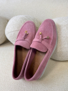 Мокасини естествен велур Loros Pink
