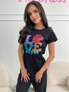 Тениска Love Rose Black