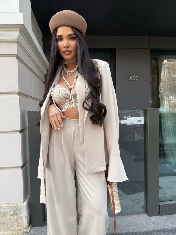 Блейзър с колан Alessandro Class Latte