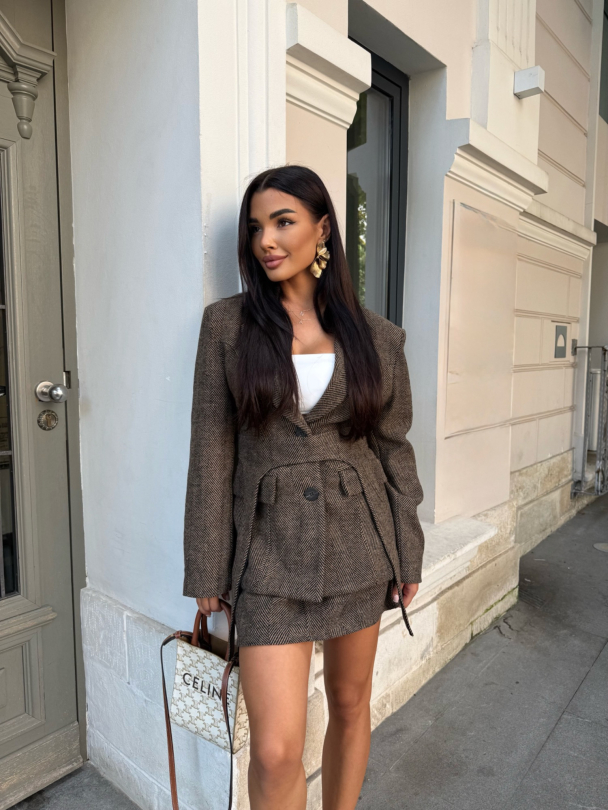 Блейзър с колан Caramel Glow Brownie