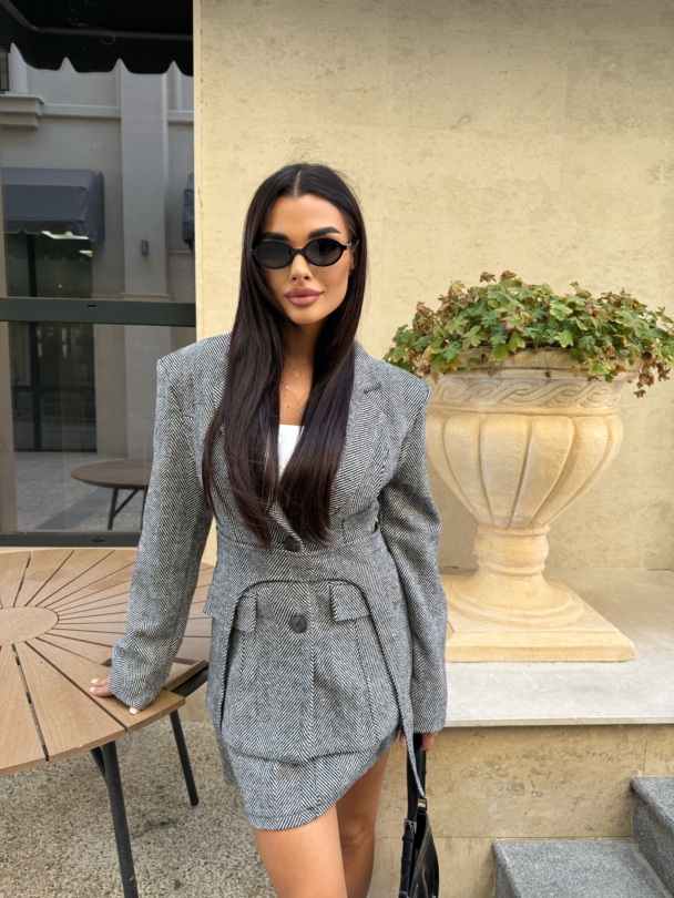 Блейзър с колан Caramel Glow Grey 