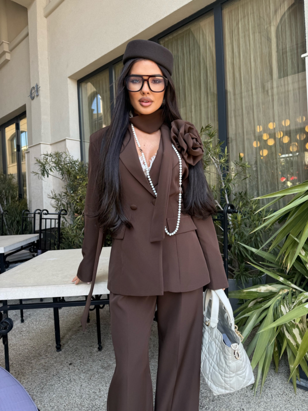 Блейзър с колан и аксесоар Massimo Dark Chocolate