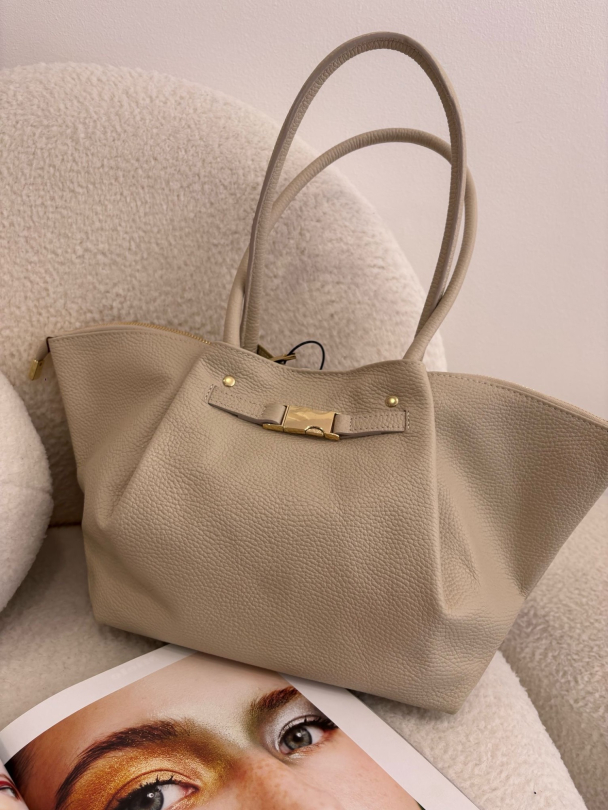 Чанта естествена кожа Stiletto Latte