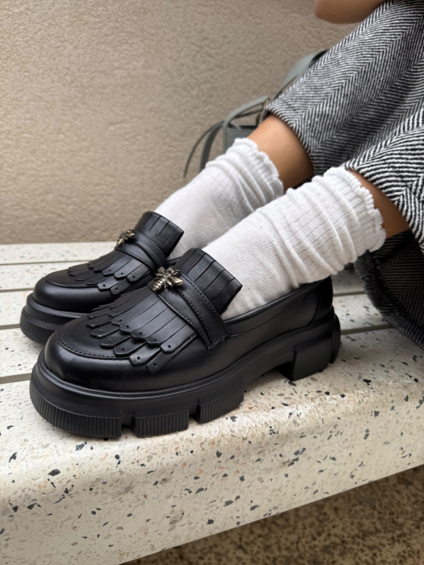 Лоуфъри естествена кожа Fedina Black