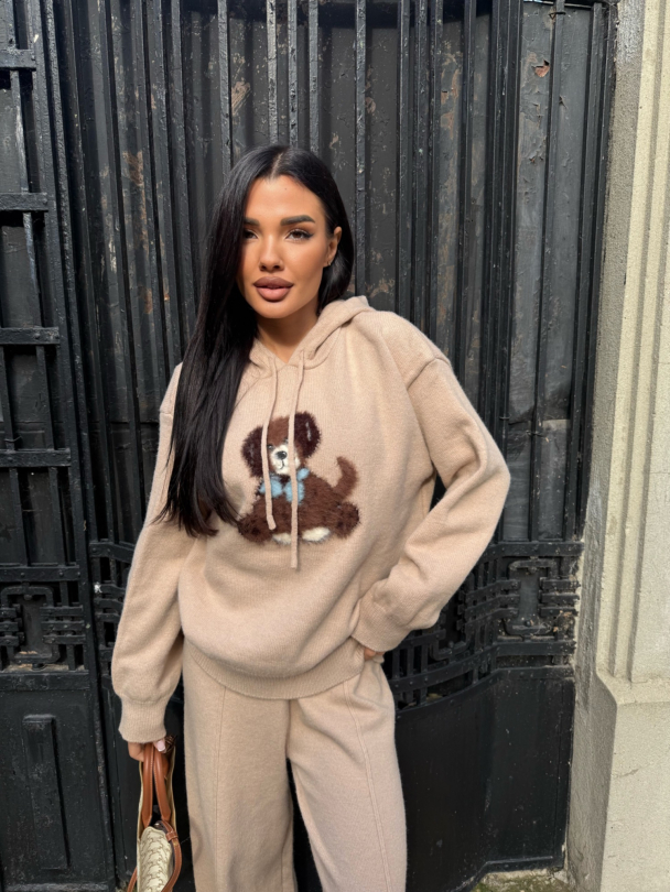 Плетен суитшърт Dog Lovers Latte