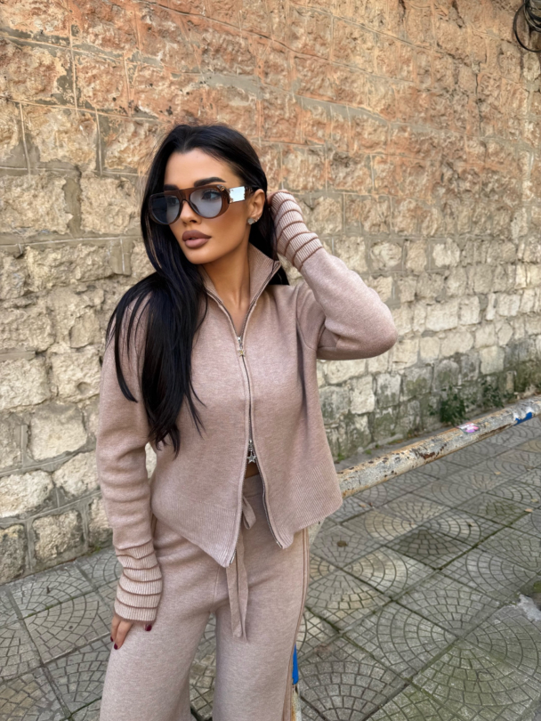 Плетен суитшърт Nolia Caramel