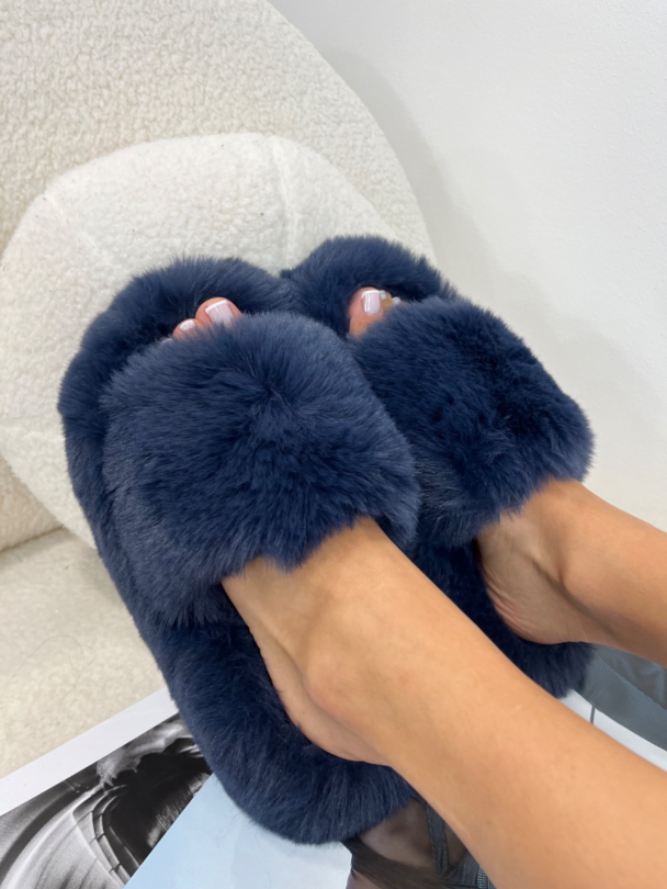 Пухени чехли Bibby Indigo