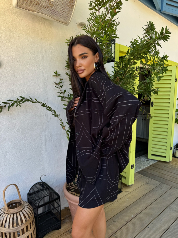 Риза лен Figural Black