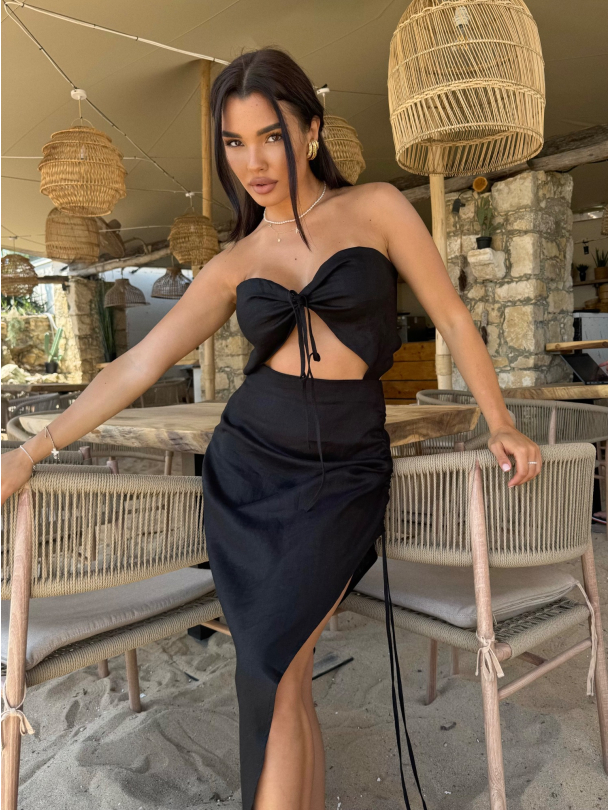 Рокля лен Pullia Black 