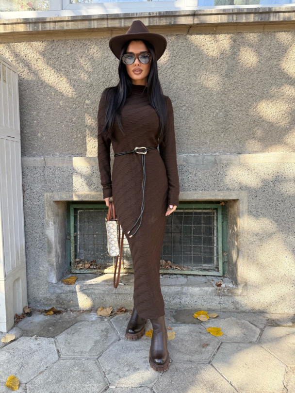 Рокля с колан Studio Mood Chocolate