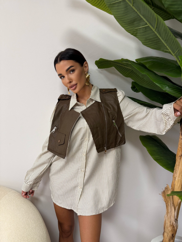 Сет риза и елек Noor Chocolate