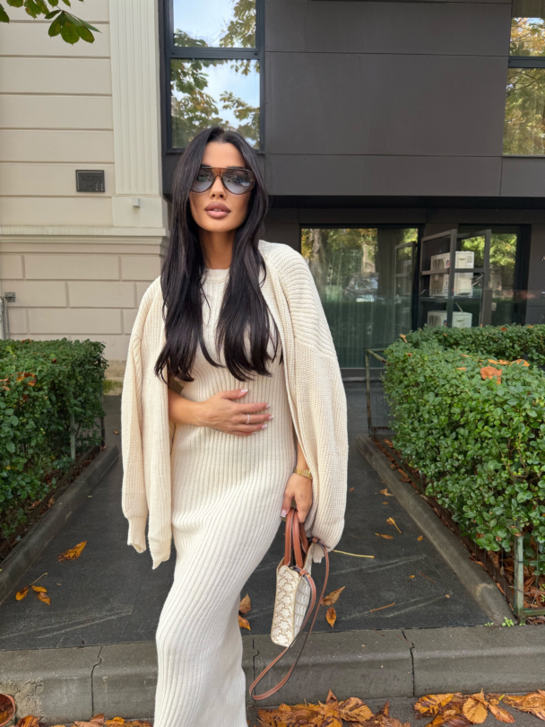 Сет рокля и жилетка Jejena Oat Milk