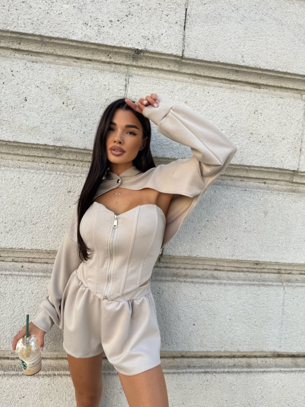 Сет топ и суитшърт Capella Latte