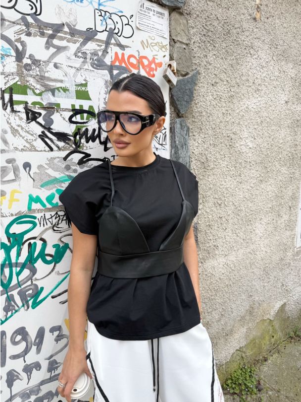 Сет топ и тениска Pompadour Black 