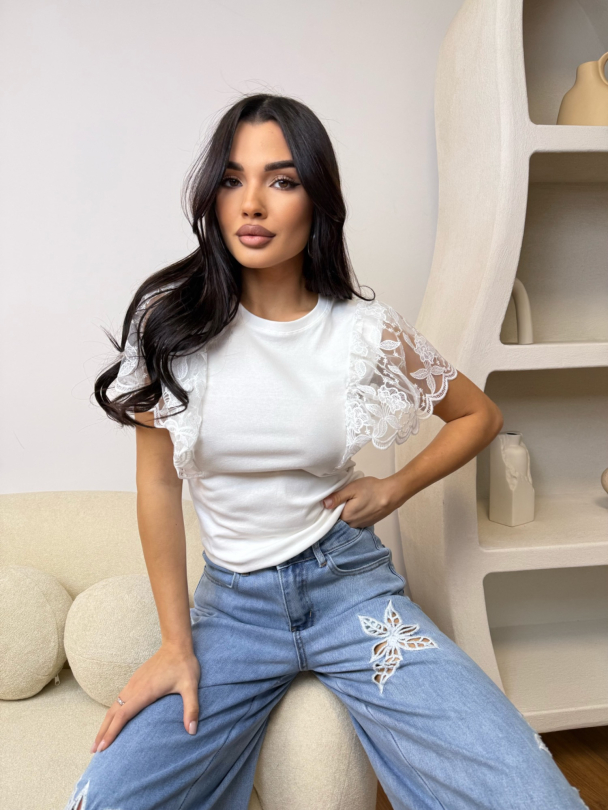 Тениска Lace Fantasy White