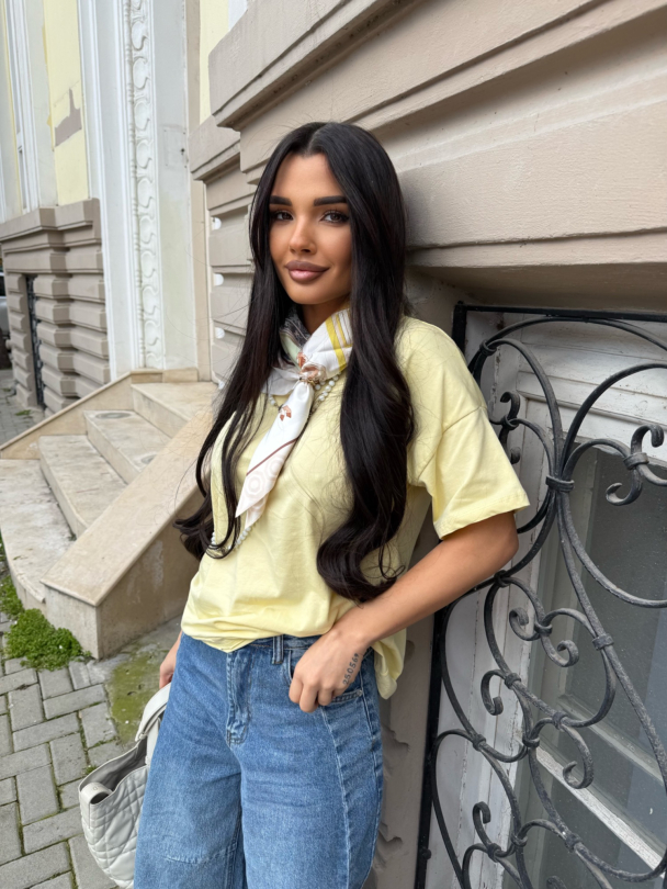 Тениска с шал Leonidas Butter Yellow